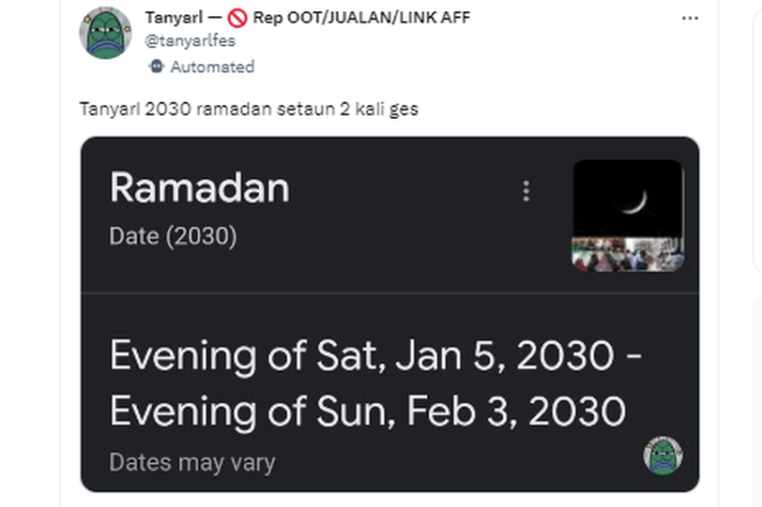 Pakar IPB Beberkan Fakta Sains di Balik 2 Kali Ramadan pada 2030