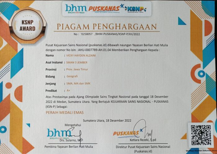 Penelitian Sains yang Mendapat Penghargaan Internasional